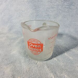 Vintage Anchor Hocking #496 Oven Basics 1 Cup Glass Measuring Cup 8oz USA *Hazey